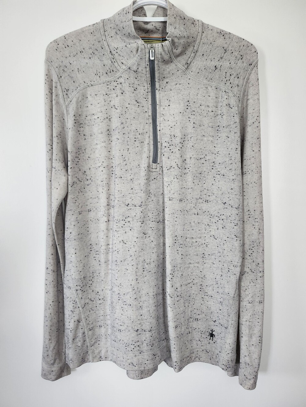SMARTWOOL Women's Plus Size 2X Merino Base Layer 1/4 Zip Light Grey Speckled